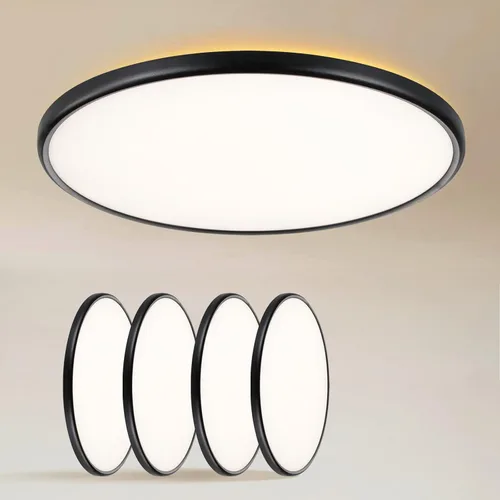 Vista 26 de TALOYA Paquete de 4 lámparas de techo LED de montaje empotrado de 10 pulgadas, 5 temperaturas de color (3000 K-6500 K), luz de panel plano redondo
