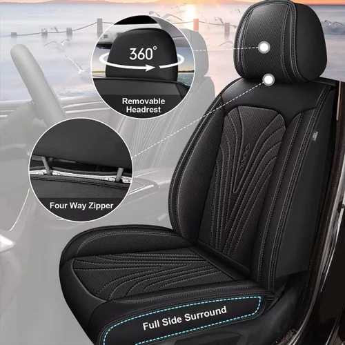 Vista 3 de Fundas de asiento para Ford Expedition 2011-2021, juego completo de fundas de asiento de automóvil de piel sintética, transpirables e impermeables