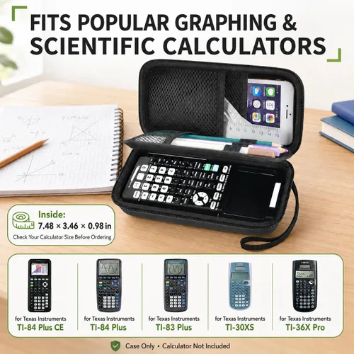 Vista 2 de ALKOO - Funda rígida para calculadora Texas Instruments TI-84 Plus CE, solo Negro