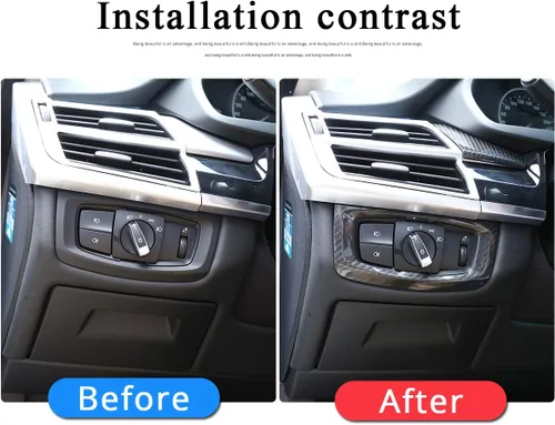Vista 2 de Fibra de carbono real para BMW X5 f15 2014-2018 interruptor de faros de coche decoración marco accesorios