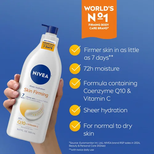 Vista 3 de Loción corporal reafirmante de hidratación ligera NIVEA (16.9 Fl Oz) + Crema en gel reafirmante y tonificante para la piel con ácido hialurónico