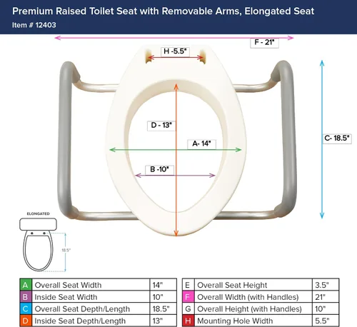 Vista 3 de Drive Medical Asiento elevador premium con brazos desmontables, 12403, Asiento alargado, Blanco, 1, 1
