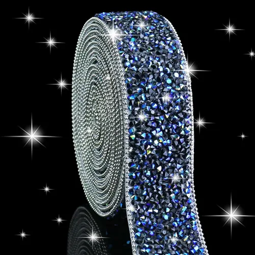 Vista 26 de Dowarm Cinta autoadhesiva de diamantes de imitación plateados, tiras brillantes para manualidades, decoración de bodas, 0.4 pulgadas de ancho