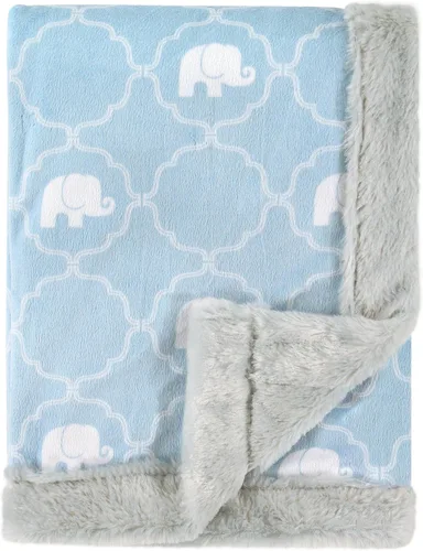 Vista 21 de Hudson Baby Infant Girl Plush Blanket with Furry Binding and Back, Navy Bold Floral, One Size (Pack of 2)