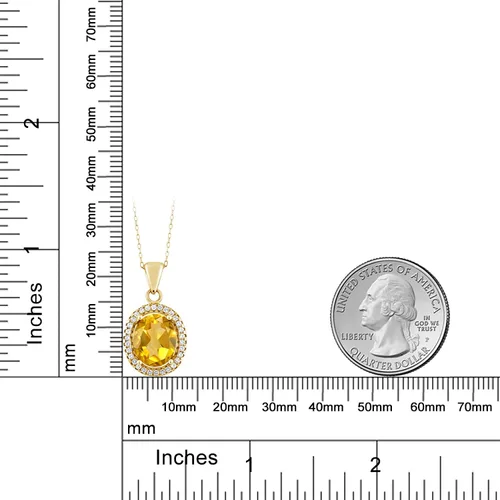 Vista 85 de Gem Stone King Collar con colgante de plata chapada en oro amarillo de 18 quilates de 0.433 x 0.354 in con piedra natal ovalada para mujer
