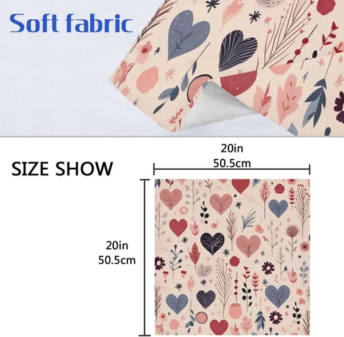 Vista 3 de Burbuja Juego de 6 servilletas de tela de corazón de San Valentín, 20 x 20 pulgadas, lavables, decorativas, para cenas familiares, bodas, fiestas