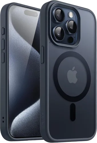 Vista 7 de JETech - Carcasa magnética mate para iPhone 15, color negro Compatible con MagSafe, parte trasera mate translúcida, protección delgada a prueba