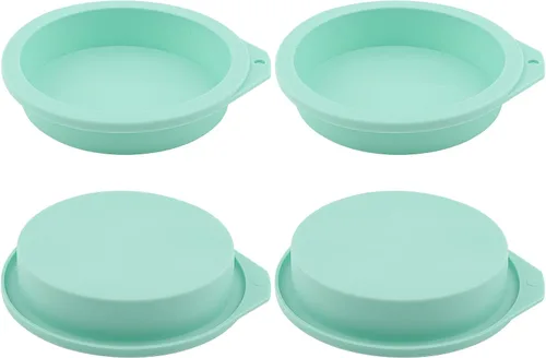 Vista 8 de 4 moldes para freidora de aire, moldes de silicona para hornear magdalenas, molde para panqueques de 4 pulgadas, antiadherente para hornear, Verde