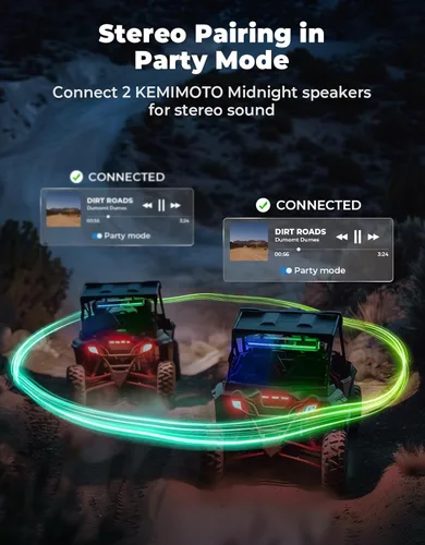 Vista 6 de KEMIMOTO Barra de Sonido UTV Midnight 80 2025 de 32 pulgadas, Barra de Sonido para Carrito de Golf Resistente al Agua IP65, Altavoz ATV Bluetooth