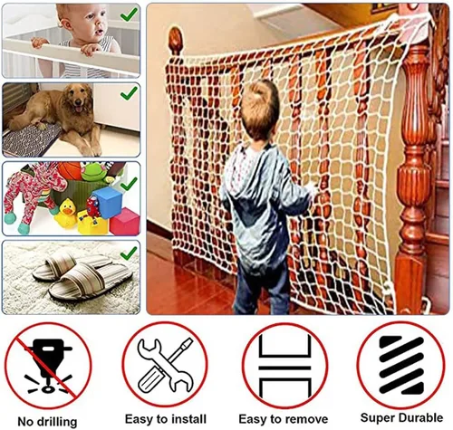 Vista 5 de KACQIHTU Red de cuerda para niños, red de seguridad para escaleras, barandillas de balcón, red de seguridad para niños, patio de recreo, barrera