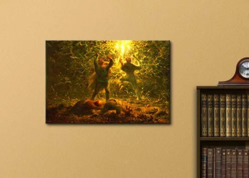 Vista 2 de wall26 - Hunting Birds at Night por Jean-Francois Millet - Lienzo decorativo para pared, arte de reproducción de pintura famosa - 16 x 24 pulgadas