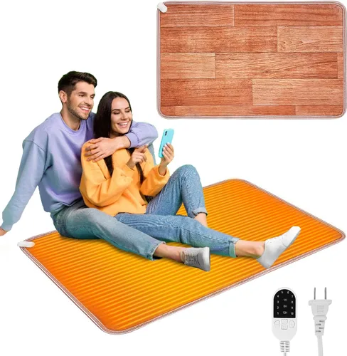Vista 17 de QOUBAI Alfombra Calefactora de Suelo de PVC de 110V Calentador para Calentador de Pies Debajo del Escritorio 22 x 20 Pulgadas Almohadilla Térmica