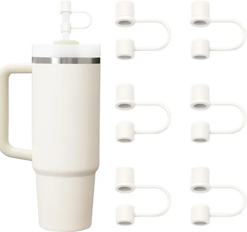 Vista 17 de 6 fundas de silicona para popote compatibles con Stanley Cup, vaso de 30 y 40 onzas con asa de 0.394 in, tapas de popote a prueba de polvo