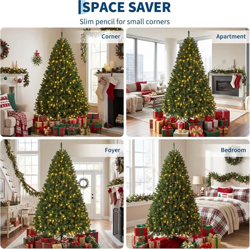 Vista 7 de Árbol de Navidad artificial de abeto preiluminado de 6.5 pies