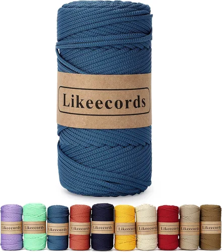 Vista 59 de Likeecords Cordón de macramé trenzado de poliéster de 0.157 in, 140 yardas, 426 pies, hilo elástico para bolsa de ganchillo para manualidades