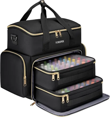 Vista 12 de YOREPEK XL - Estuche organizador de esmalte de uñas para 96 a 100 botellas Rosa-96bottles
