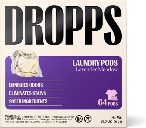 Vista 19 de Dropps Cápsulas de detergente para ropa a base de biológicas Odor & Stain Crisp Breeze HE compatibles con ropa fresca, suministros de jabón