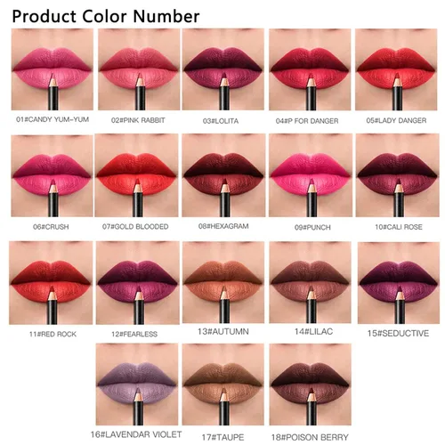 Vista 10 de DC-BEAUTIFUL Juego de 18 delineadores de labios con 2 sacapuntas, delineadores de labios impermeables y suaves de primera calidad, delineadores