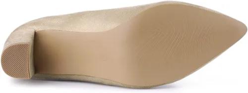 Vista 6 de Allegra K Botines de tacón grueso con cremallera y punta puntiaguda para mujer