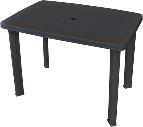 Vista 6 de [We Ship Quickly] Mesa de jardín, mesa de comedor de patio al aire libre, rectangular, con orificio para paraguas, para patio, jardín, balcón Blanco