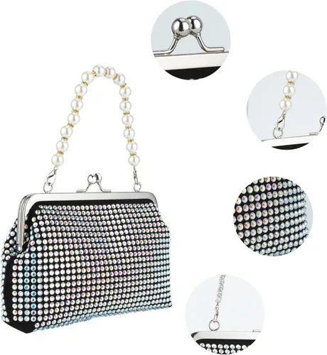 Vista 6 de Evevictor Bling Clutch Purse for Women, Rhinestone Crossbody Handbag, Shiny Evening Bags, Fashion Money Handbag