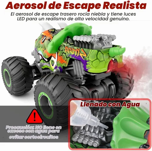 Vista 2 de Monster Truck Toys, coche de control remoto 1:16 con luz y música Verde