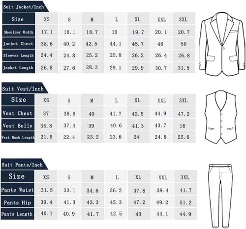 Vista 2 de Trajes de esmoquin para hombre, trajes de hombre para hombre, ajuste delgado, baile de graduación, boda, trajes de 3 piezas, blazer chaleco