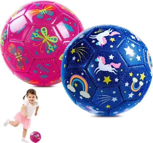 Vista 14 de INPODAK Balón de fútbol tamaño 3 tamaño 2 para niños pequeños 1-3 3-8, 1 o 2 unidades de dibujos animados de dinosaurio pequeño unicornio pelota