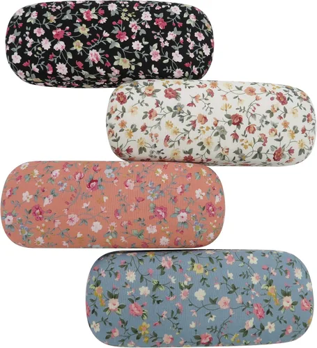 Vista 2 de DODOGA Spectacle Case Portable Hard Shell Eyeglasses Case Fabric Covered Clam Shell Style Eyeglass Case Spectacles Box