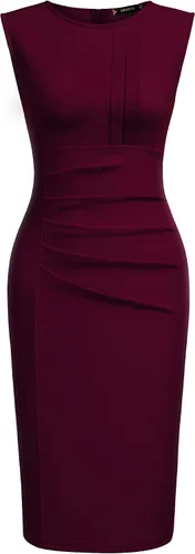 Vista 5 de Miusol Vestido de cóctel sin mangas con volantes retro para mujer