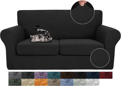 Vista 56 de JIVINER Fundas de sofá de 3 piezas para sofá de 2 cojines, funda elástica para sofá con 2 fundas de cojín de asiento extra grandes, fundas de sofá