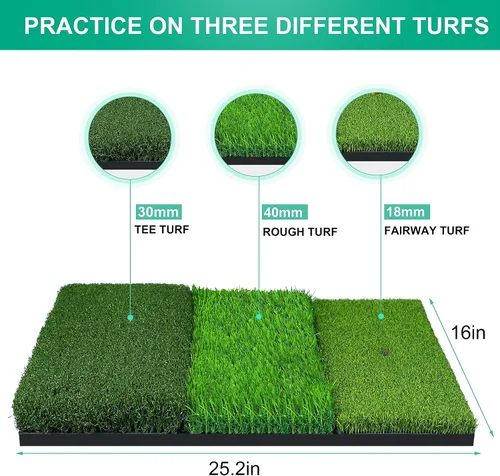 Vista 2 de NEWCARE Golf Hitting Mat, Thickened Golf Practice Mat for Indoor Outdoor Training, Swing Path Hitting Turf Mat with Non-Slip Rubber Backing, Golf