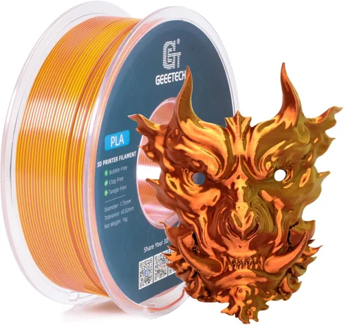 Vista 22 de Geeetech - Filamento PLA de 0.07 pulgadas, filamento de seda de bicolor, consumo dicromático de coextrusión brillante, 2.2 libras, 1 carrete