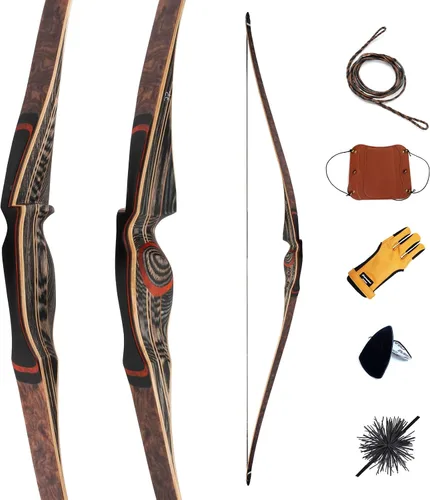 Vista 6 de Deerseeker Tiro con Arco 64" Reflex Deflex Híbrido de Una Pieza Arco Largo Tradicional con Miembros de Bambú Laminado y Fibra de Vidrio Transparente