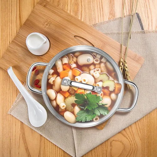 Vista 7 de Homikit Olla de acero inoxidable de 4 cuartos de galón, olla de inducción con tapa para sopa, salsa de pasta, cocinar a fuego lento, parte inferior
