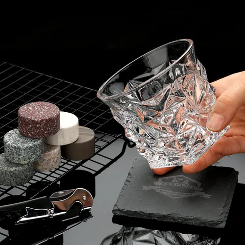 Vista 7 de Juego de regalo de piedras de whisky, juego de 2 vasos de whisky, rocas de whisky de granito, juego de caja de whisky escocés, el mejor regalo