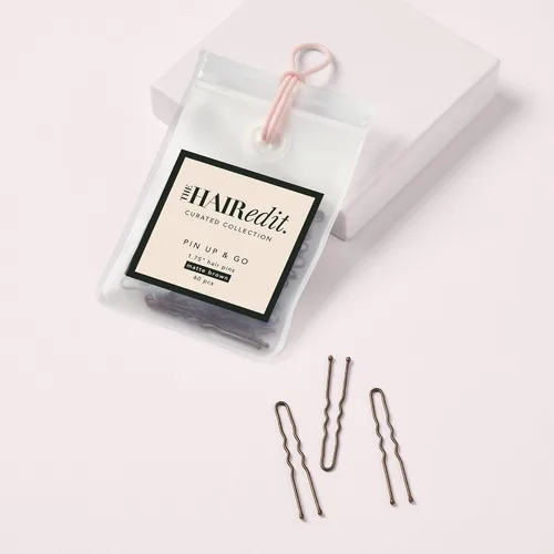 Vista 4 de The Hair Edit Pin Up & Go - Horquillas profesionales en forma de U, color marrón mate, 60