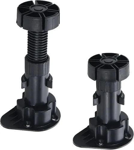 Vista 7 de Niveladores ajustables de 3.9 a 5 pulgadas para borde de gabinete, 12 piezas, patas niveladoras de muebles, pies de nivelación de plástico negro