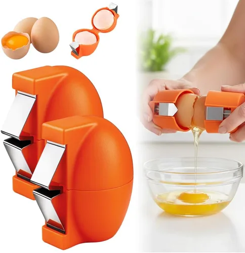 Vista 15 de Abridor de cáscara de huevo, separador de huevos de acero inoxidable para huevos crudos, herramienta de galleta, utensilios de cocina, cortador