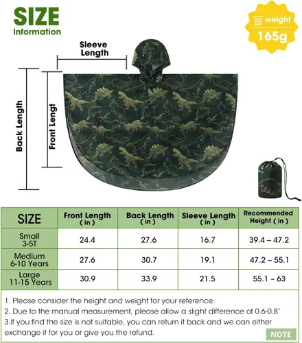 Vista 7 de WAWSAM Poncho de lluvia ligero para niños, impermeable, reutilizable