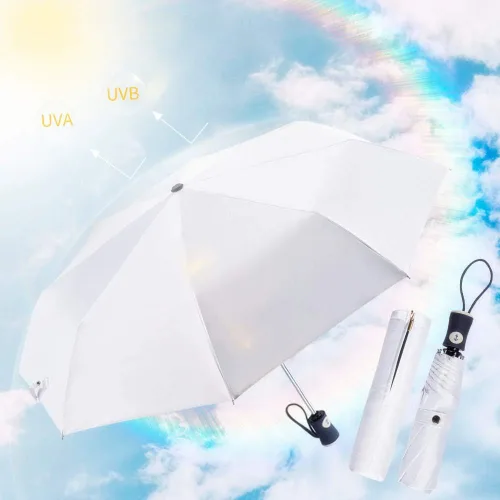 Vista 4 de FDJASGY - Sombrilla de viaje plegable y compacta para protección UV para apertura y cierre automático resistente al viento a la lluvia y al 999