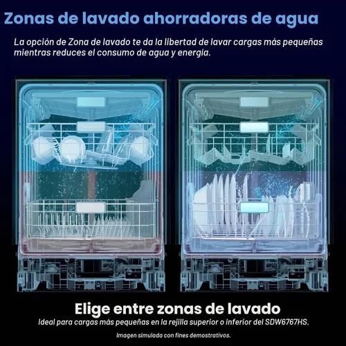 Vista 6 de Lavadora inteligente SHARP SDW6767HS. Funciona con Alexa. Incluye luces LED interiores, interior de acero inoxidable, secado con calor y asistencia