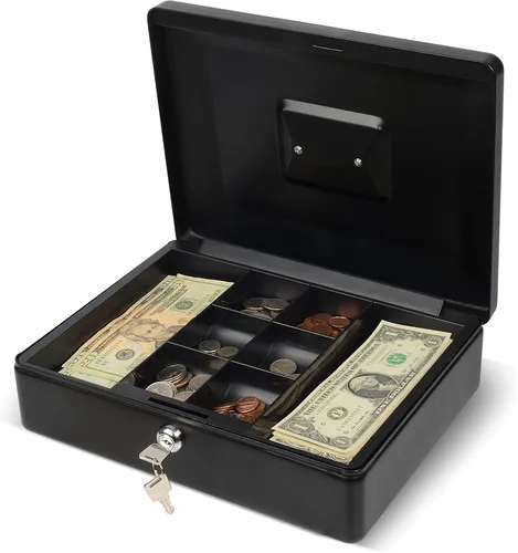 Vista 8 de CARL, CUI82012, bandeja de billetes de acero caja de seguridad, color negro 4 x 9 pulgadas
