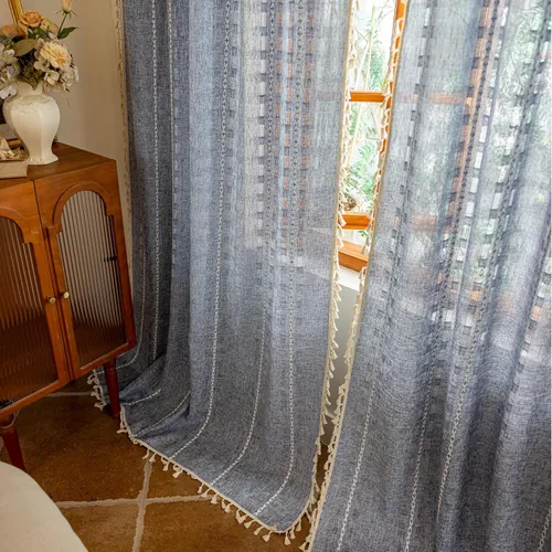 Vista 29 de Cortinas blancas de 96 pulgadas de largo, juego de 2 paneles de cortinas filtrantes de luz de piso a techo, cortinas de privacidad para sala