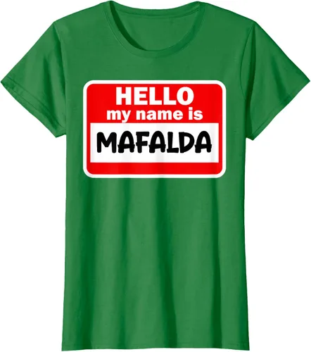 Vista 27 de Mafalda Hello Hi My Name Is Camiseta con nombre en camiseta personalizada, Negro