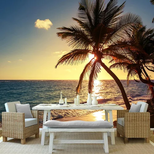 Vista 19 de Papel tapiz 3D de gaviota de playa, papel tapiz de globo de aire caliente de coco, murales panorámicos extraíbles, adecuado para decoración