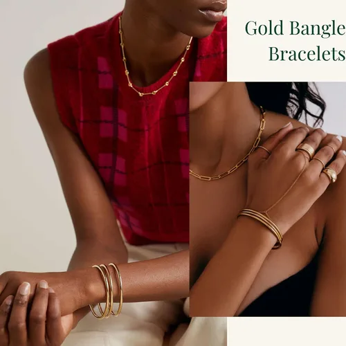 Vista 3 de Kainier Pulsera de 3mm de Acero Inoxidable Chapada en Oro de 14 Quilates, Brillante, Apilable, Delgada, Redonda, Brazalete de Bangle para Mujeres