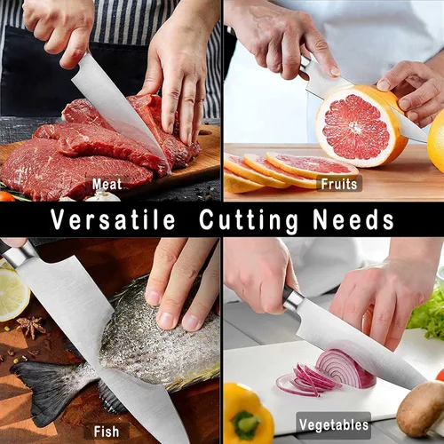 Vista 6 de Pro Kitchen - Cuchillo de chef de acero inoxidable alemán de alto carbono, mango ergonómico, ultra afilado para cocina y restaurante