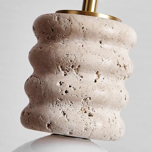 Vista 8 de Lámpara colgante de travertino nórdico de mediados de siglo, pequeña lámpara colgante con acabado de metal, lámpara vintage de piedra natural