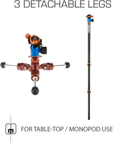 Vista 8 de 3 Legged Thing Pro Range 2.0 Winston 2.0 Kit de sistema de trípode de fibra de carbono – Trípode ajustable para cámara con 3 patas desmontables